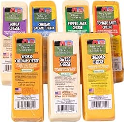 Wisconsin Cheese Company – Specialty Cheese Block Sampler Pack – 7 Flavors Including Cheddar, Pepper Jack, Swiss, Gou...
