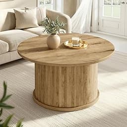 VASAGLE MIRIANA Collection - Round Coffee Table, Living Room Table, Tambour Design, Mid Century Modern, Easy Assembly...