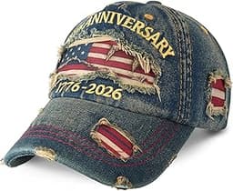 CHOK.LIDS United States 250th Anniversary Hat 1776-2026 Adjustable Embroidered Patriotic American Baseball Cap
