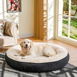 Simple Trending Donut Dog Bed for Large Dogs, Calming Pet Bed, 36'', Grey | Round Dog Sofa with Removable&Washable Co...