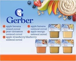 Gerber Stage 2 Fruit and Cereal Variety Pack, 4 Oz, 32 Pack | Stage 2 fruit and cereal tubs variety pack; iron helps ...