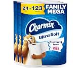 Charmin Ultra Soft Cushiony Touch Toilet Paper, 24 Family Mega = 123 Regular Rolls, White
