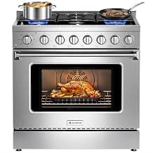 AAOBOSI 36 Inch Gas Range, 6.2 Cu. Ft. 85k BTU Knob Convection Oven