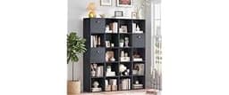 Odeekea Large Cube Storage Organizer Unit, 20 Open Shelves Bookcase with 3 Drawers, Black Wood Grain Shelf for Living...