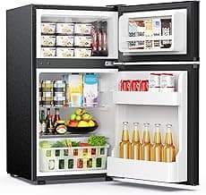 EUHOMY Mini Fridge with Freezer, 3.2 Cu.Ft Mini Refrigerator, Dorm Fridge with 2 Door For Bedroom/Apartment/Office-Fo...