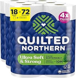 Quilted Northern Ultra Soft & Strong Toilet Paper, 18 Mega Rolls = 72 Regular Rolls, 4X Stronger*, Premium Soft Toile...