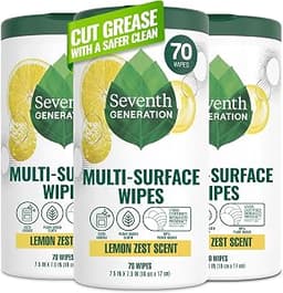 Seventh Generation Multi-Surface Wipes, Lemon Zest, 70 Count
