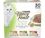 Fancy Feast Poultry and Beef Feast Classic Pate Collection Grain Free Wet Cat Food Variety Pack - (Pack of 30) 3 oz. ...