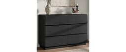 YANSNWO Black 6 Drawer Dresser for Bedroom, 47" Wide Dressers & Chest of Drawers with Curved Profile Design, Wood Dre...