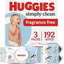 Huggies Simply Clean Baby Wipes, Unscented, 3 Packs, 192 Wipes
