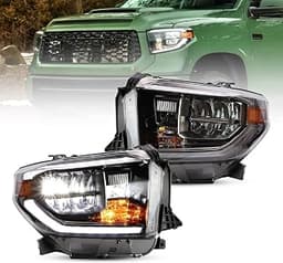 VLAND Projector Led Headlights Compatible with Toyota Tundra 2014-2019 w/Sequential Turn Signal, Chrome, passenger&dr...