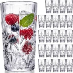 Yungyan 24 Pcs 20oz Vintage Plastic Highball Glasses, Clear Water Tumblers