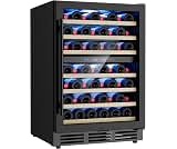 24 Inch Dual Zone Wine Fridge, 55-Bottle Wine Fridge Under Counter with Glass Door for Built-In or Freestanding, Wine...