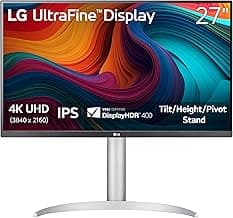 LG 27UP650K-W 27-inch Ultrafine 4K UHD (3840 x 2160) IPS Computer Monitor, 60Hz, 5ms, DisplayHDR 400, Reader Mode, Fl...