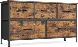SONGMICS Dresser for Bedroom, Wide Dresser with 5 Fabric Drawers | Chest of Drawers with Steel Frame, for Closet & En...