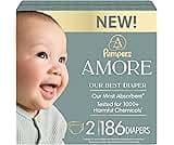 Pampers Amore, Size 2 (10-22 lbs), 186 Count, Our Best Diaper – Hypoallergenic & Fragrance Free, Up to 100% Leakproof...