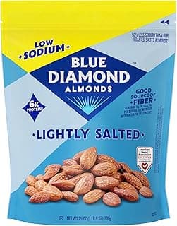 Blue Diamond Almonds, Low Sodium Lightly Salted Snack Nuts, Plant-Based Protein and Fiber Salty Snacks, Great for Hol...