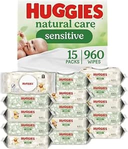 Huggies Natural Care Sensitive Baby Wipes, Unscented, 15 Packs, 960 Wipes