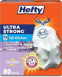 Hefty Ultra Strong 13 Gal Kitchen Trash Bags, White, Lavender Vanilla, 80ct