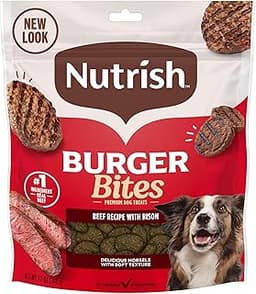 Nutrish Burger Bites Beef Recipe with Bison Premium Dog Treats, 12 oz. Pouch (Rachael Ray)