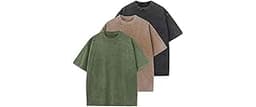 Men's Cotton T-Shirts Oversized Unisex Short Sleeves Casual Loose Wash Solid Basic Tee Tops