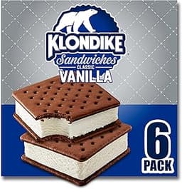 Klondike Ice Cream Sandwich Vanilla 6 Count for a Delicious Frozen Dessert Kosher Certified Ice Cream Simple Dessert ...