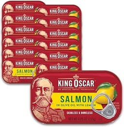 King Oscar Skinless & Boneless Salmon in Olive Oil Lemon, 4.05 oz, 12-Pk