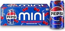 Pepsi Wild Cherry Cola Soda Pop Mini Cans, 7.5 Ounce Mini Cans (10 Pack) (Packaging May Vary)