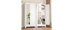 winiowa Metal Armoire Wardrobe Closet with 2 Mirror Doors, 71" Wardrobe Cabinet with Adjustable Shelves and Hanging R...
