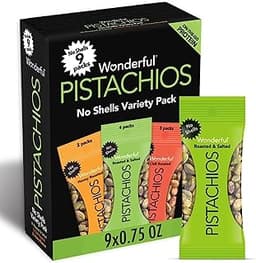Wonderful Pistachios No Shells, 3 Flavors Mixed Variety Pack of 9 (0.75 Ounce), Roasted & Salted Nuts (4), Chili (3),...