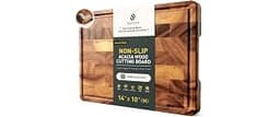 End Grain Cutting Board for Kitchen with Non-slip Feet, Acacia Wood | Heavy Duty Checkered Cutting Board Handcrafted ...