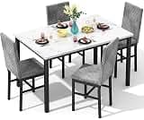 Hooseng Kitchen Table Set 5 Piece Dining Room Table Set Marble Dining Table 4 Chair Dining Table Set for Kitchen Livi...