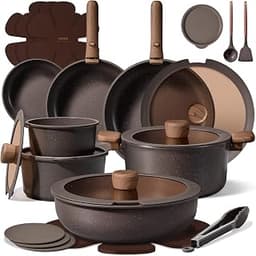 CAROTE 27pcs Pots and Pans Set Non Stick, Detachable Handle Cookware Set