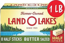 Land O Lakes Salted Butter Half Sticks, Made With Sweet Cream and Salt, 8 Half Butter Sticks, 1 lb Pack