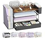gianotter Wood Desk Organizers and Accessories with File Holder, 4-Tier Desk Accessories & Workspace Organizers with ...