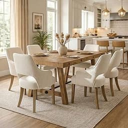7-Piece Farmhouse Wooden Dining Room Table Set for 6, 59" Reclaimed Wood Dining Table with Upholstered Chairs, Solid ...