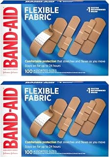 BAND-AID Brand Flexible Fabric Adhesive Bandages, Assorted, 2 x 100 Count | Comfortable Protection, Sterile Wound Car...