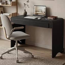 Bestier Computer Desk with 2 Drawers, 47 Inch Wood Home Office Desk, Small Writing Table with Curved Handles & Waterf...