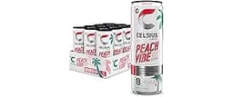 CELSIUS PEACH VIBE Sparkling White Peach, Sugar Free Energy Drink, 12 Fl Oz (Pack of 12)