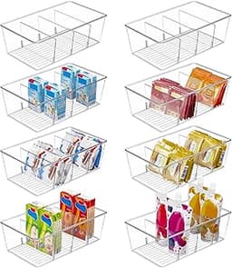 Vtopmart 8 Pack Food Storage Organizer Bins, Clear Plastic Bins for Pantry, Kitchen, Fridge, Cabinet Organization and...