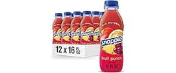Snapple Fruit Punch Juice Drink, 16 fl oz recycled plastic bottle, Pack of 12