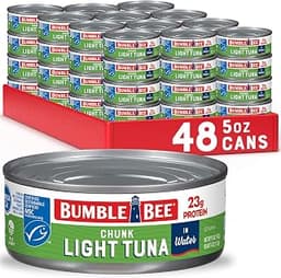 Bumble Bee Chunk Light Tuna in Water, 5 oz Cans (Pack of 48) - Wild Caught Skipjack Tuna - 23g Protein Per Serving - ...