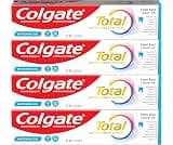 Colgate Total Whitening Toothpaste Gel with Fluoride, Bulk 4 Pack, 5.1 oz | Mint Flavor, Antibacterial, Antigingiviti...