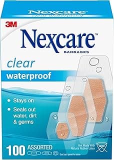 Nexcare Waterproof Clear Bandages, Covers and Protects, 360 Degree Seal Around The Pad Offers Exceptional Protection ...