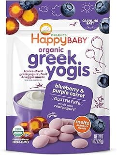 Happy Baby Organics Baby Snacks, Greek Yogis, Freeze Dried Yogurt &Veggie Fruit Snacks, Gluten Free Snack for Babies ...