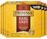 Twinings Earl Grey Black Tea Individually Wrapped Bags, 50 Count (Pack of 6), Flavoured with Citrus and Bergamot, Caf...