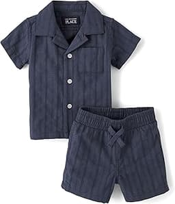 The Children's Place Baby Boys' And Newborn Short Sleeve Top and Shorts,2-piece Outfit Set