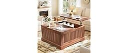 Memobarco Lift Top Coffee Table with Storage, Fluted Coffee Tables with Lifting Top, Modern Farmhouse Square Center T...