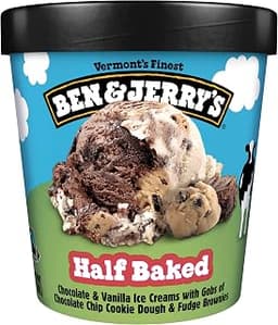 Ben & Jerry's Half Baked Chocolate & Vanilla Ice Cream Pint Indulgence Non-GMO 16 oz