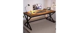 IBF Industrial Computer Desk, Rustic Wooden Metal Executive Office Desks, Large Long Simple Gaming Computer Desk Tabl...